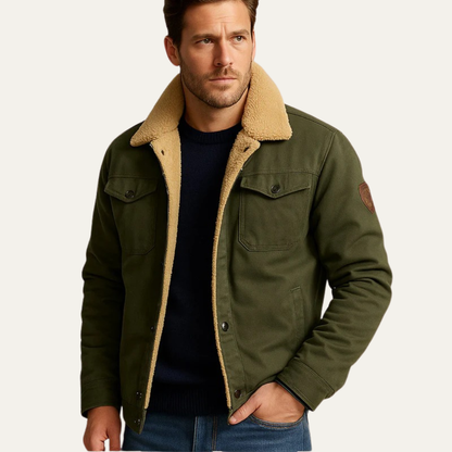 Warm Synthetic Lined Zip Up Denim Jacket