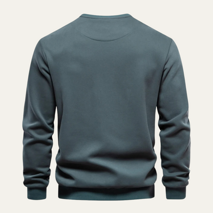 Relaxed Fit Men's Crew Neck Sweater with Pocket