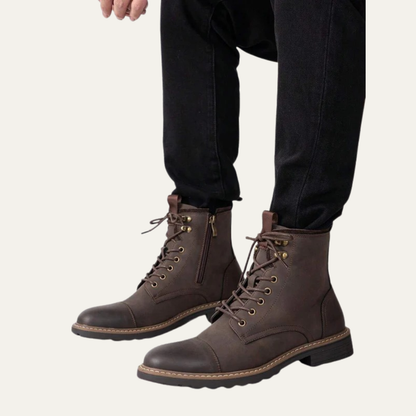 Tough Leather Lace Up Military Ankle Boots