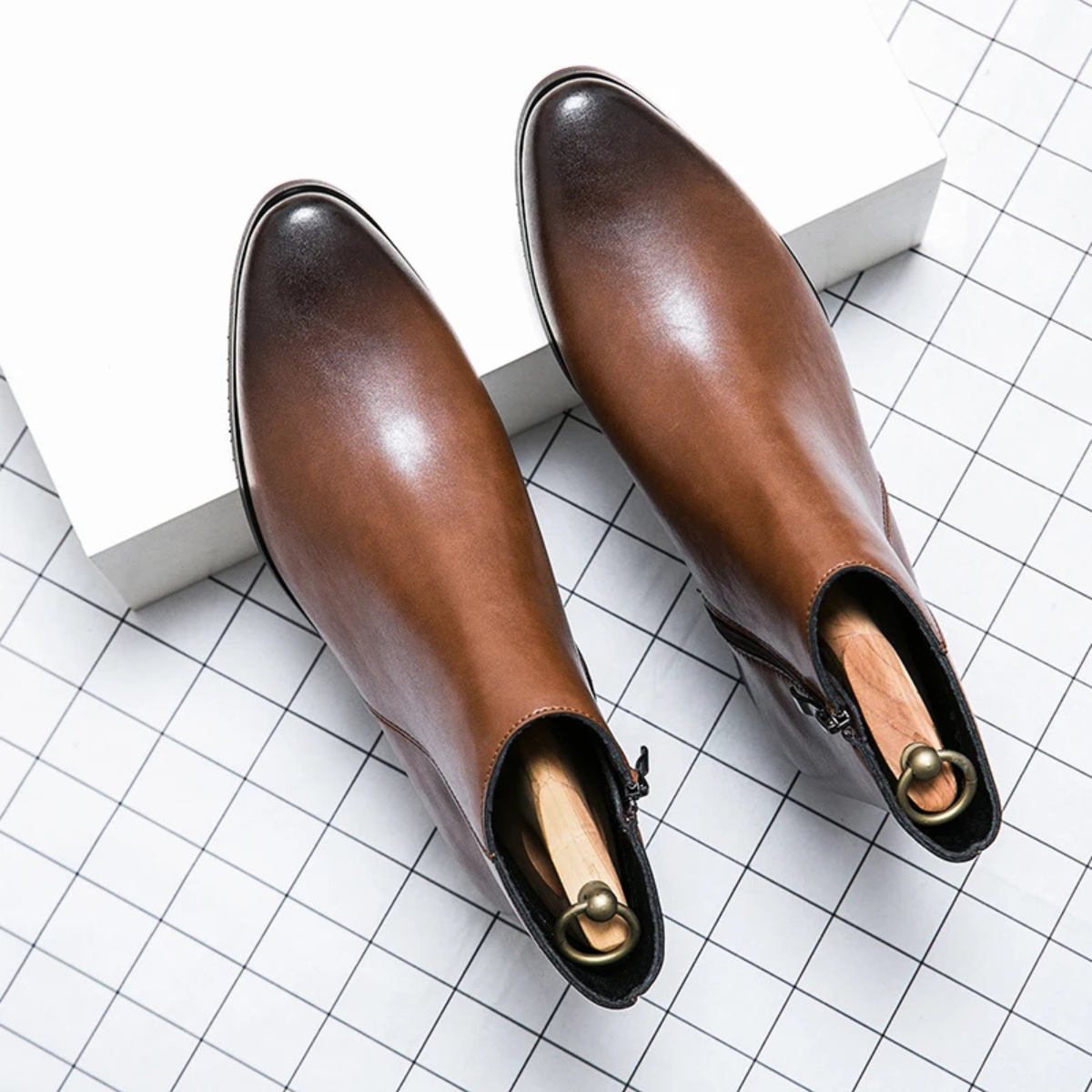 Elegant Men's Leather Ankle Dress Boots