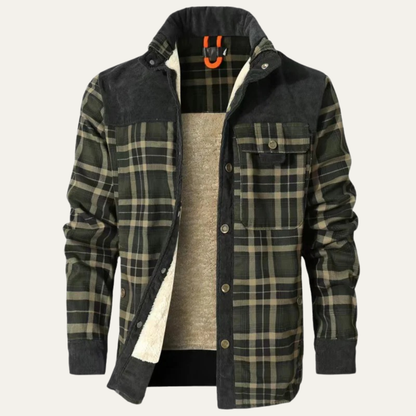 Warm Plaid Flannel Shirt Jacket for Men
