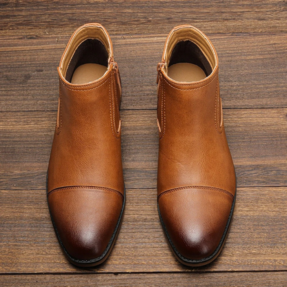 Stylish Men's Leather Zip Up Ankle Boots