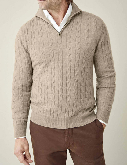 Cozy Zip Up Cable Knit Sweater