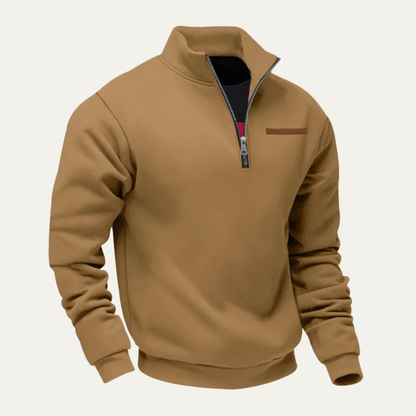 Relaxed Fit Men's Quarter Zip Pullover Sweater