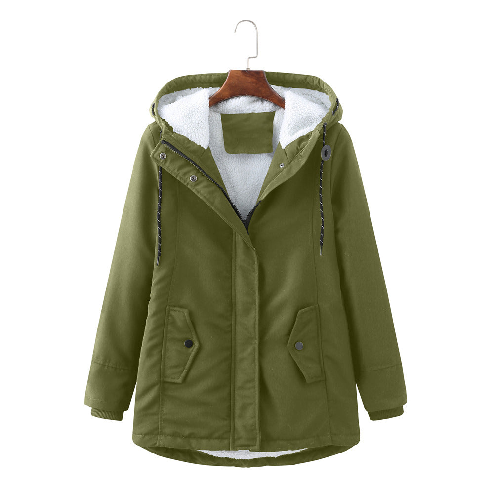 Cozy Ladies Waterproof Parka Coat with Fleece Hood