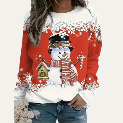 Fun Holiday Snowman Crew Neck Sweater