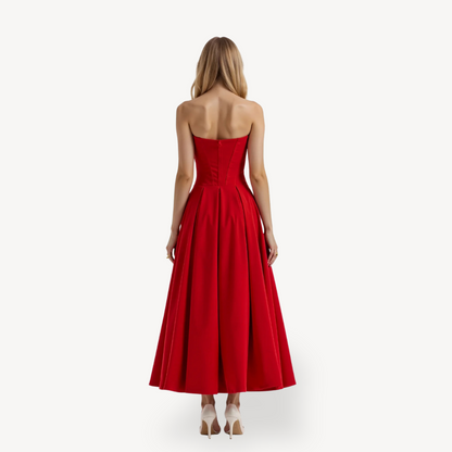 Sleeveless Lace Up Fitted Waist Dress