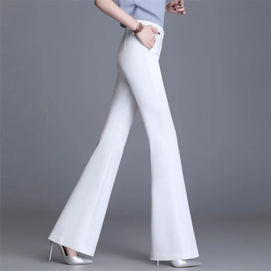 Slim Fit High Waist Wide Leg Women's Pants