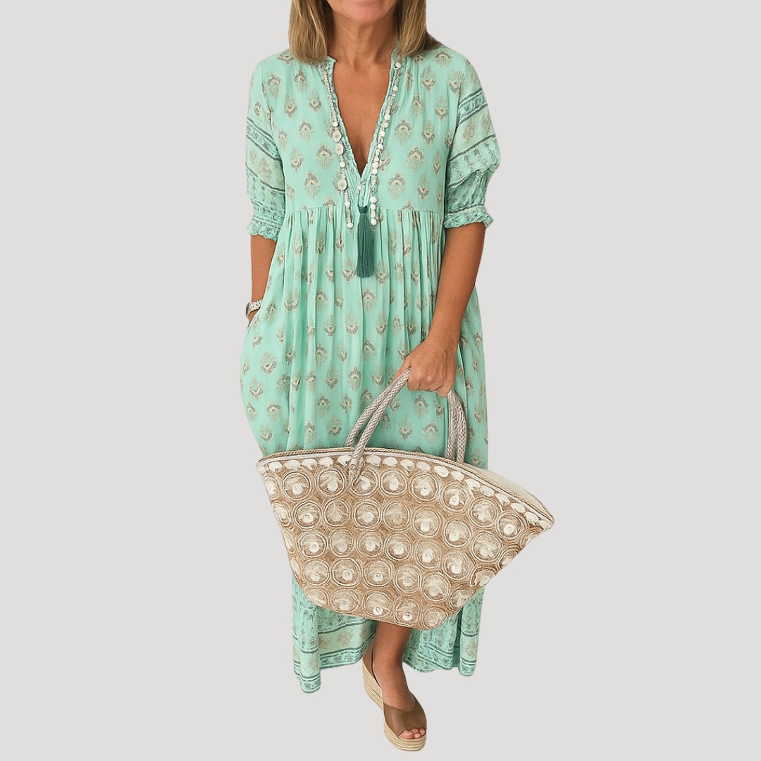 Relaxed Summer Midi Dress for Women with Pockets