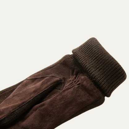 Warm Men's Suede Gloves with Fleece Lining