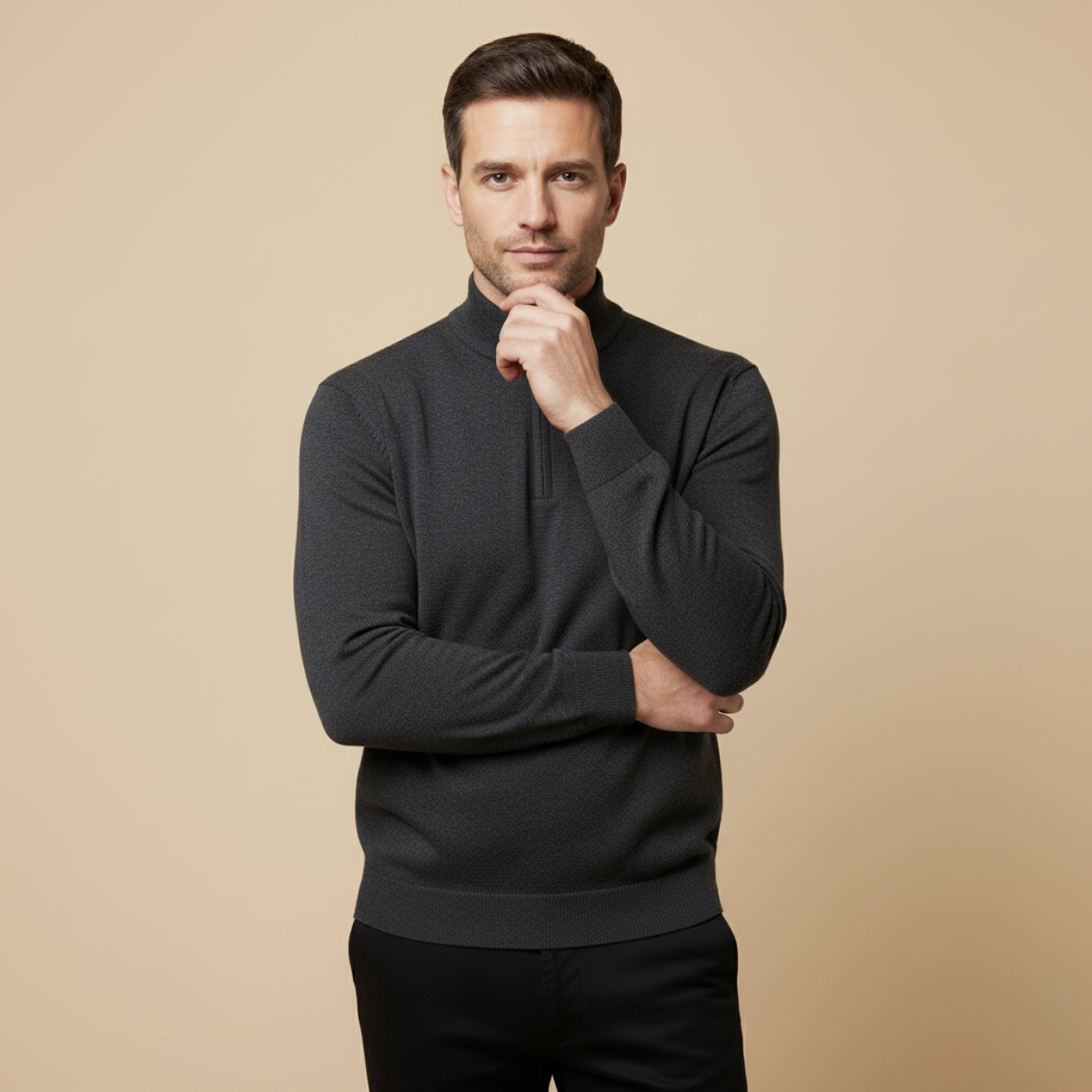 Classic Mens Quarter Zip Sweater