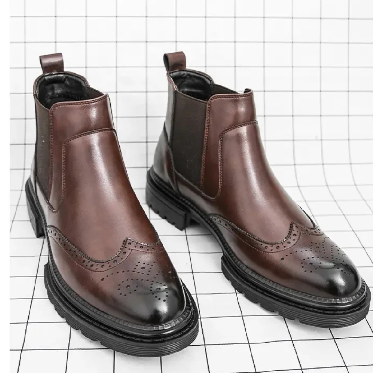 Classic Men's Leather Chelsea Boots with Grip Soles
