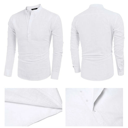 Men's Casual Summer V-Neck Cotton Shirt