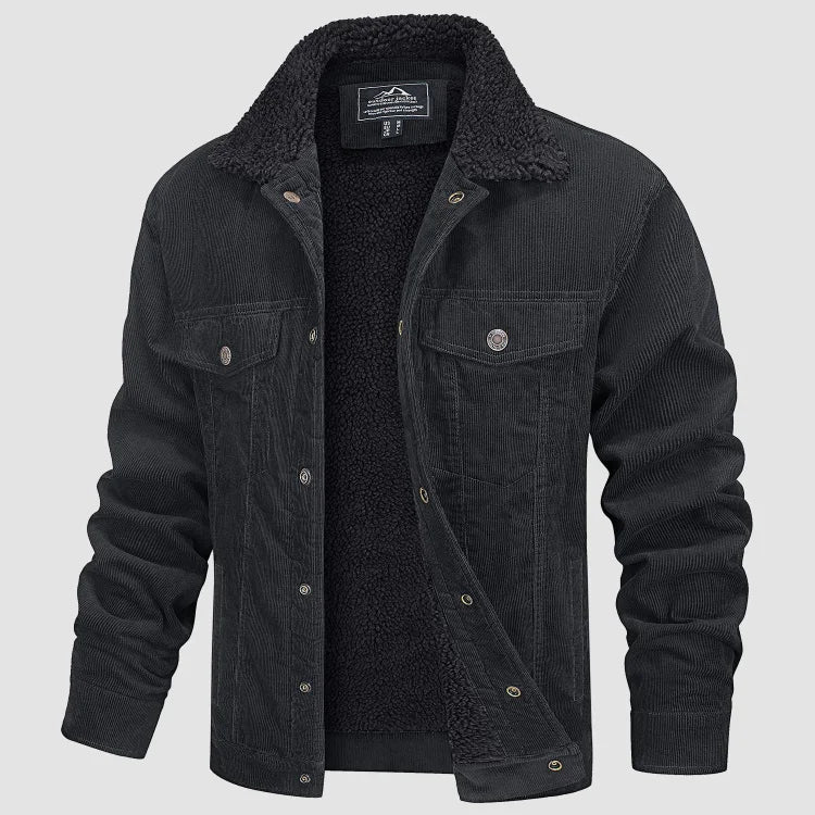 Rugged Corduroy Coat with Fleece Lining
