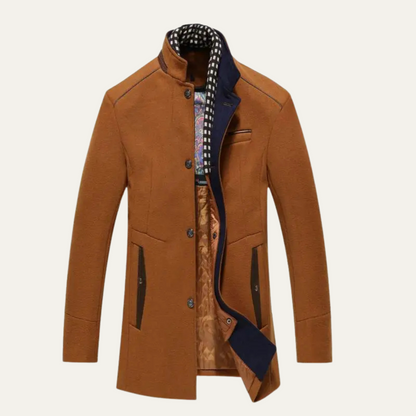 Classic Men's Wool Overcoat with Smart Collar