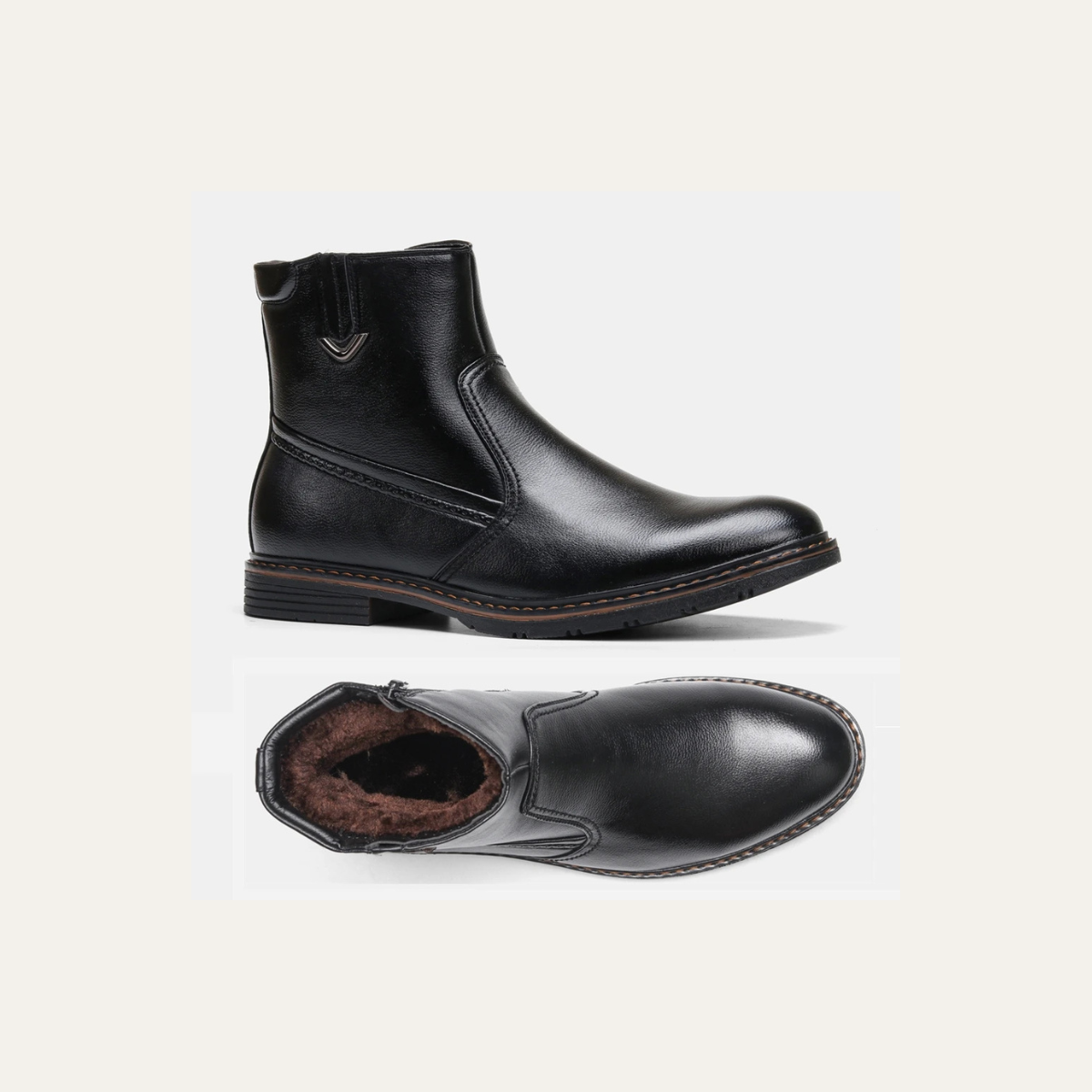 Insulated Men's Faux Fur Leather Winter Boots
