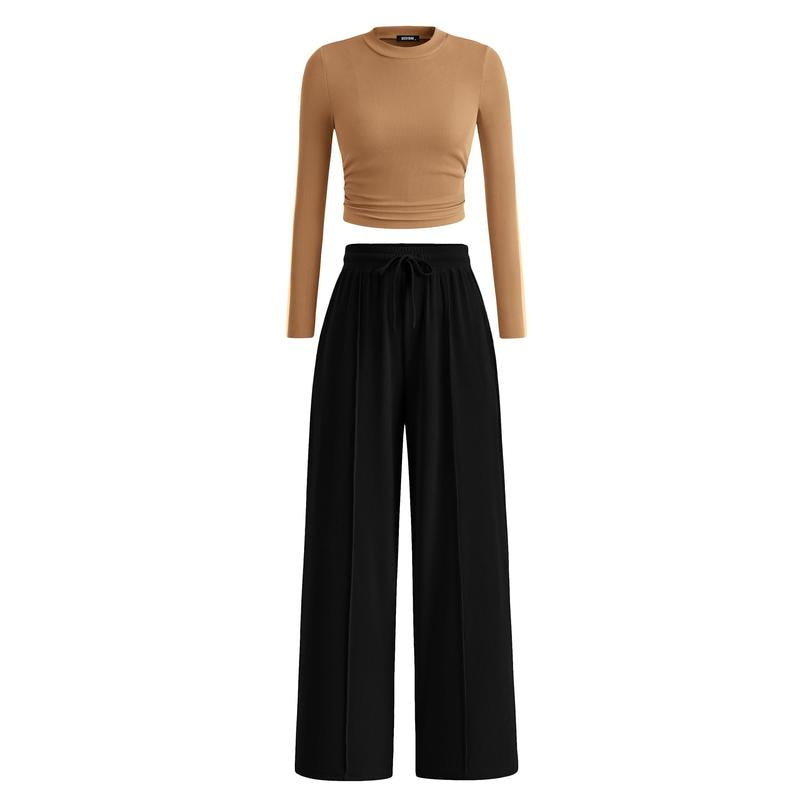 Soft Knit Long Sleeve Crop Top and Legging Set
