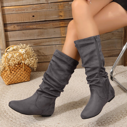 Fashion Slouch Mid-Calf Flat Boots