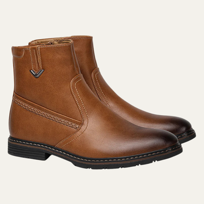 Insulated Men's Faux Fur Leather Winter Boots - OutfitLondon