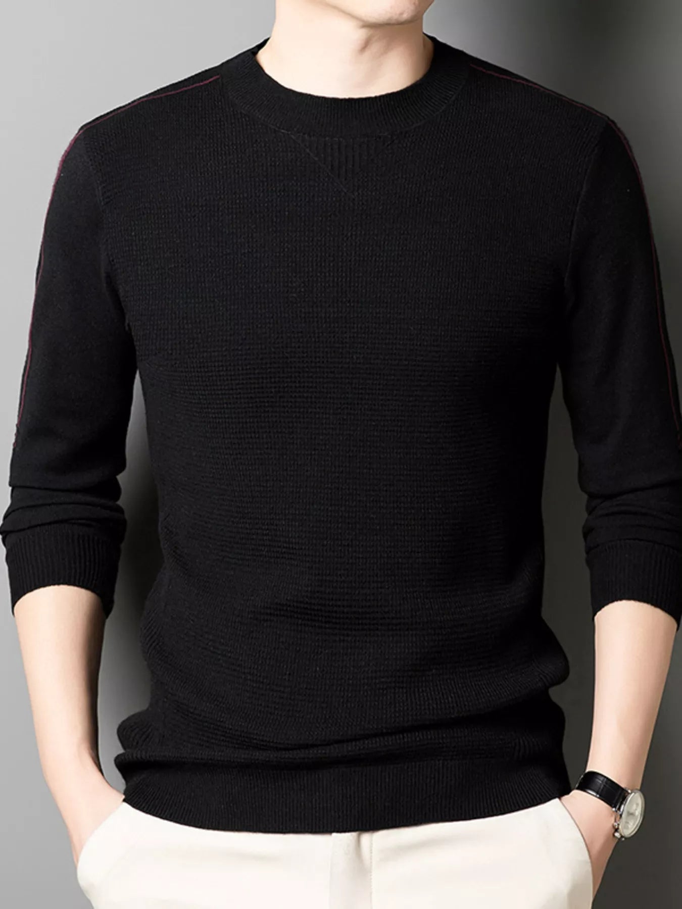 Slim Fit Casual Crew Neck Pullover Sweater