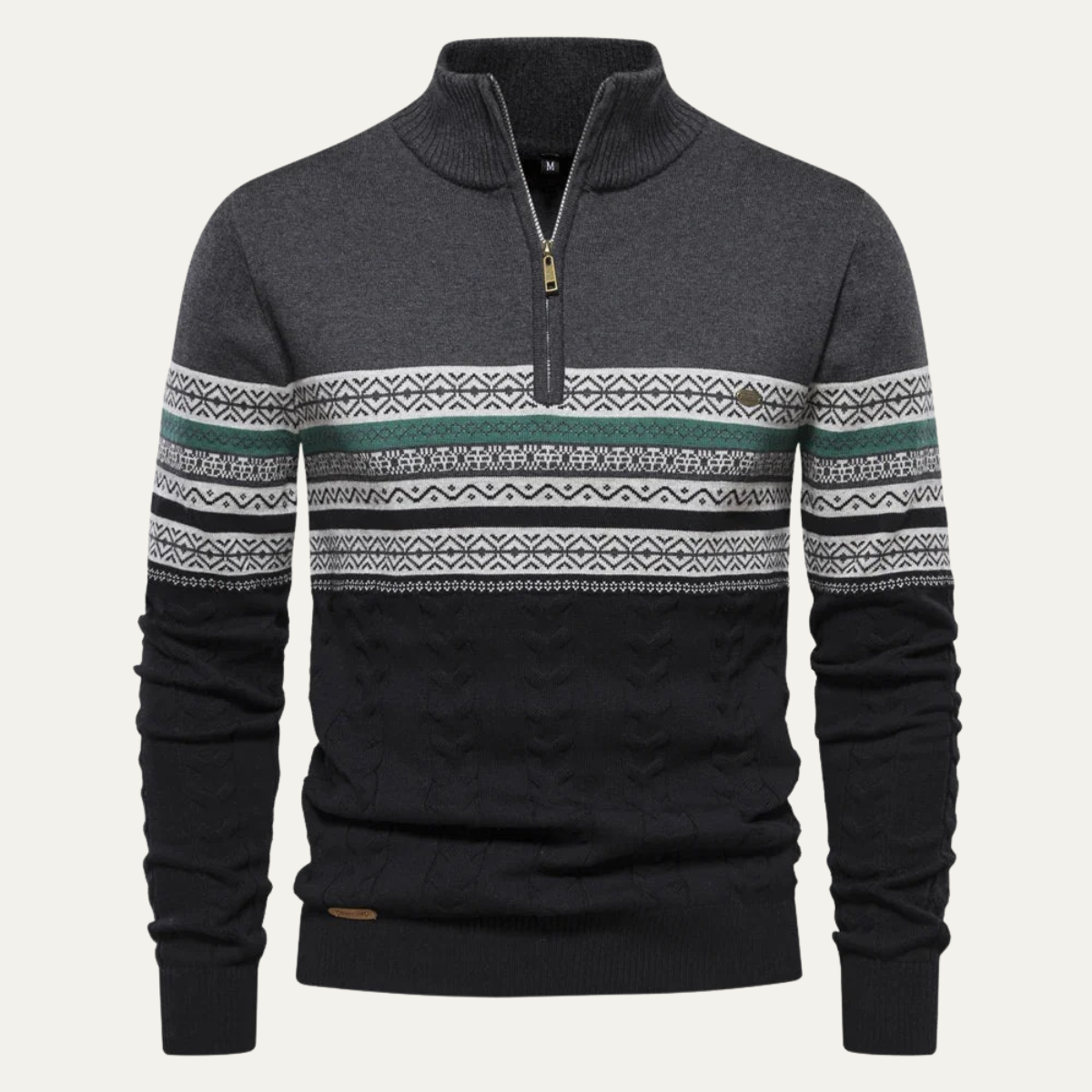 Classic Mens Fair Isle Crew Neck Sweater