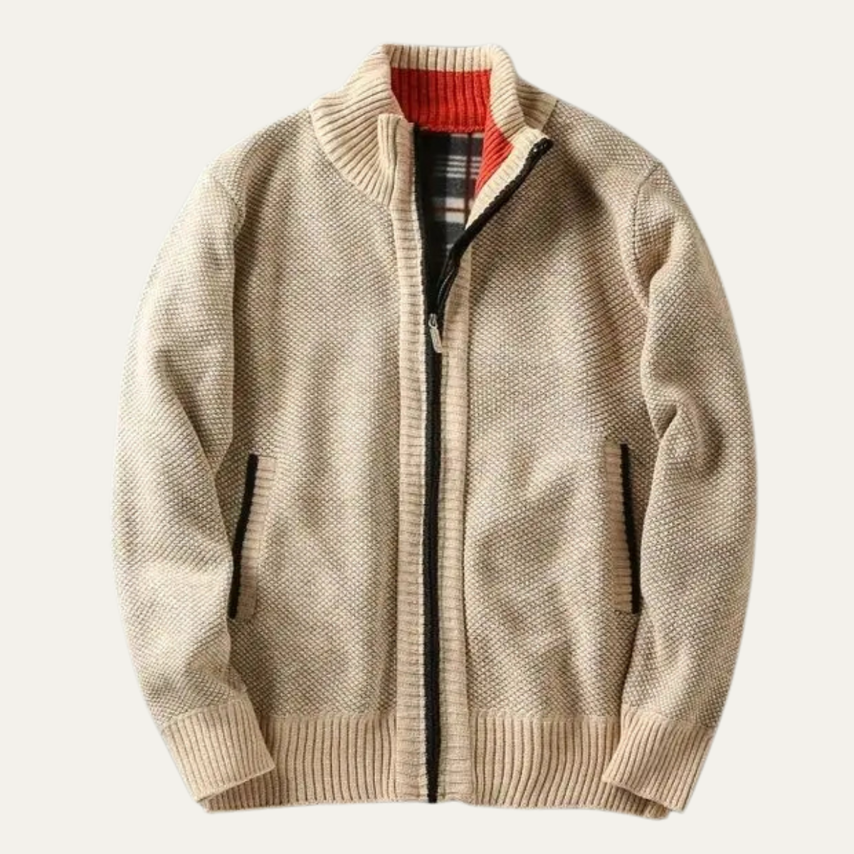 Thick Knit Men's Zip Up Fleece Jacket - OutfitLondon