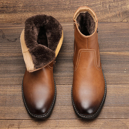 Insulated Men's Faux Fur Leather Winter Boots