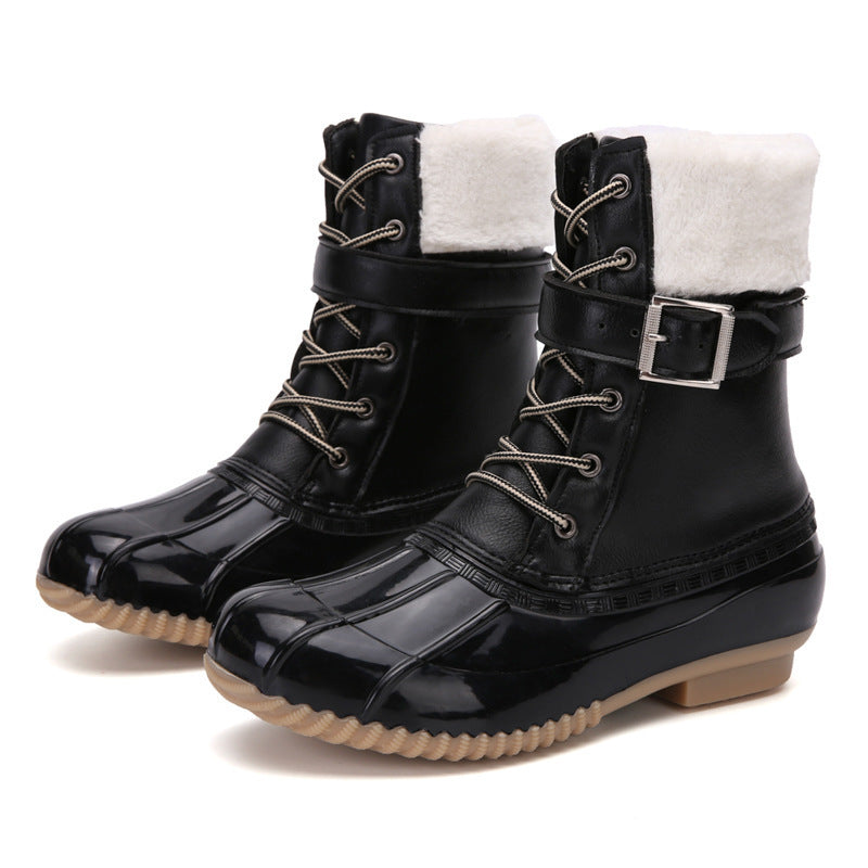 Non Slip Warm Fur Lining Snow Boots Waterproof Duck Ankle Boots