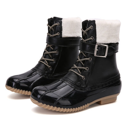Non Slip Warm Fur Lining Snow Boots Waterproof Duck Ankle Boots