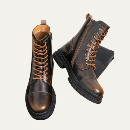 Men's Black Lace Up Ankle Boots with Side Zip