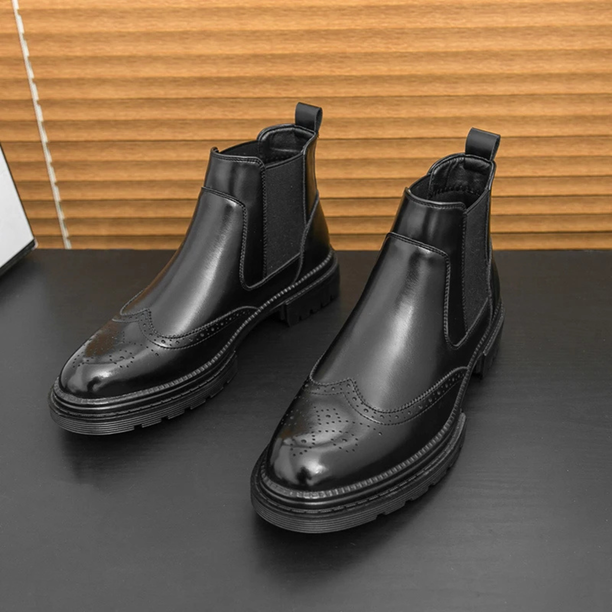 Classic Men's Leather Chelsea Boots with Grip Soles