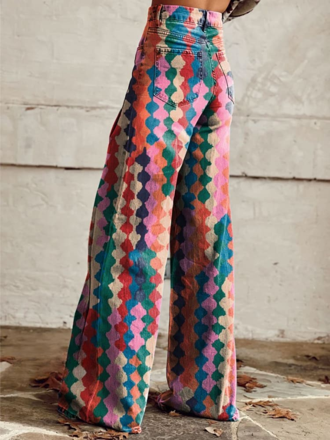 Colorful Flowy Women's Wide Leg Pants