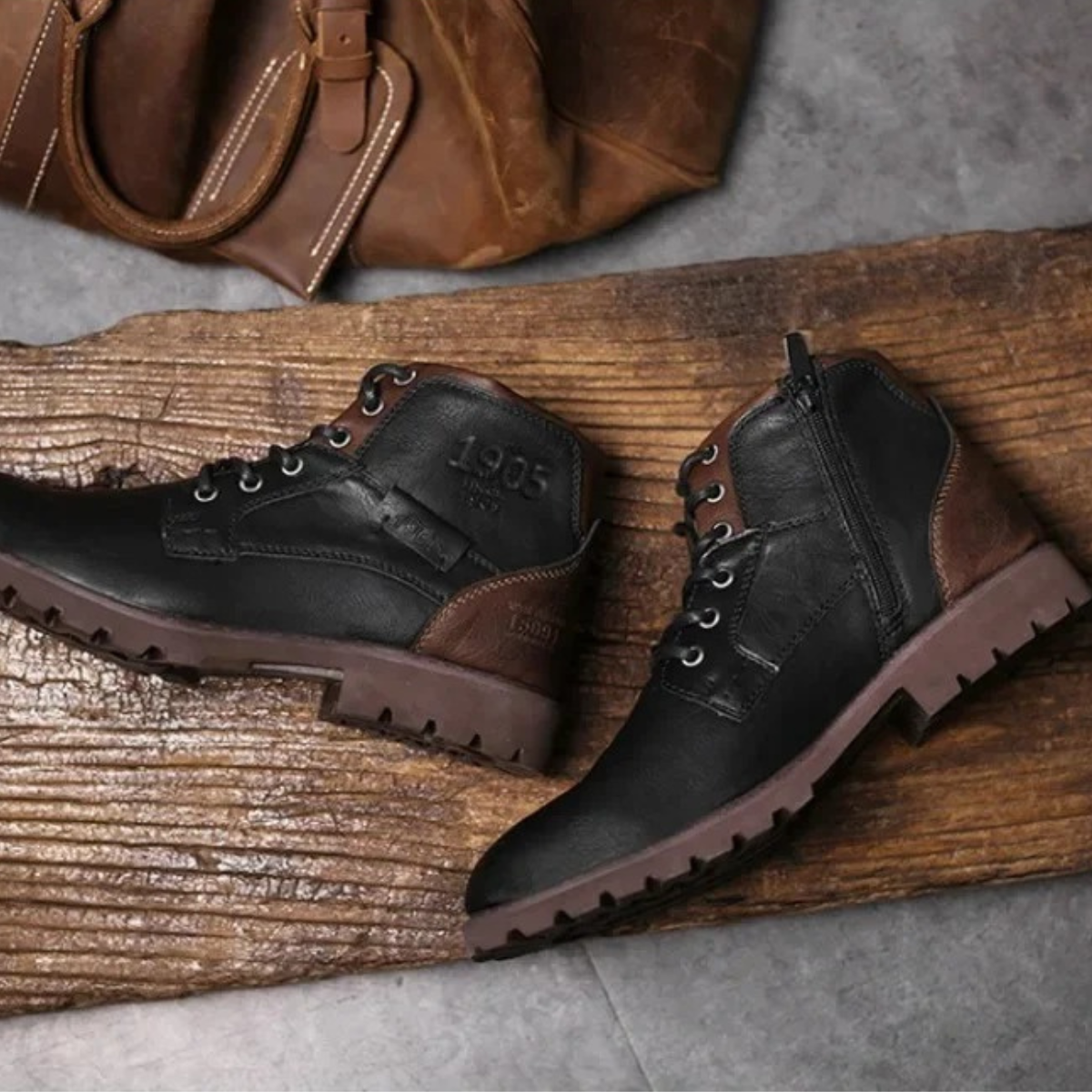 Rugged Men's Classic Leather Ankle Boots