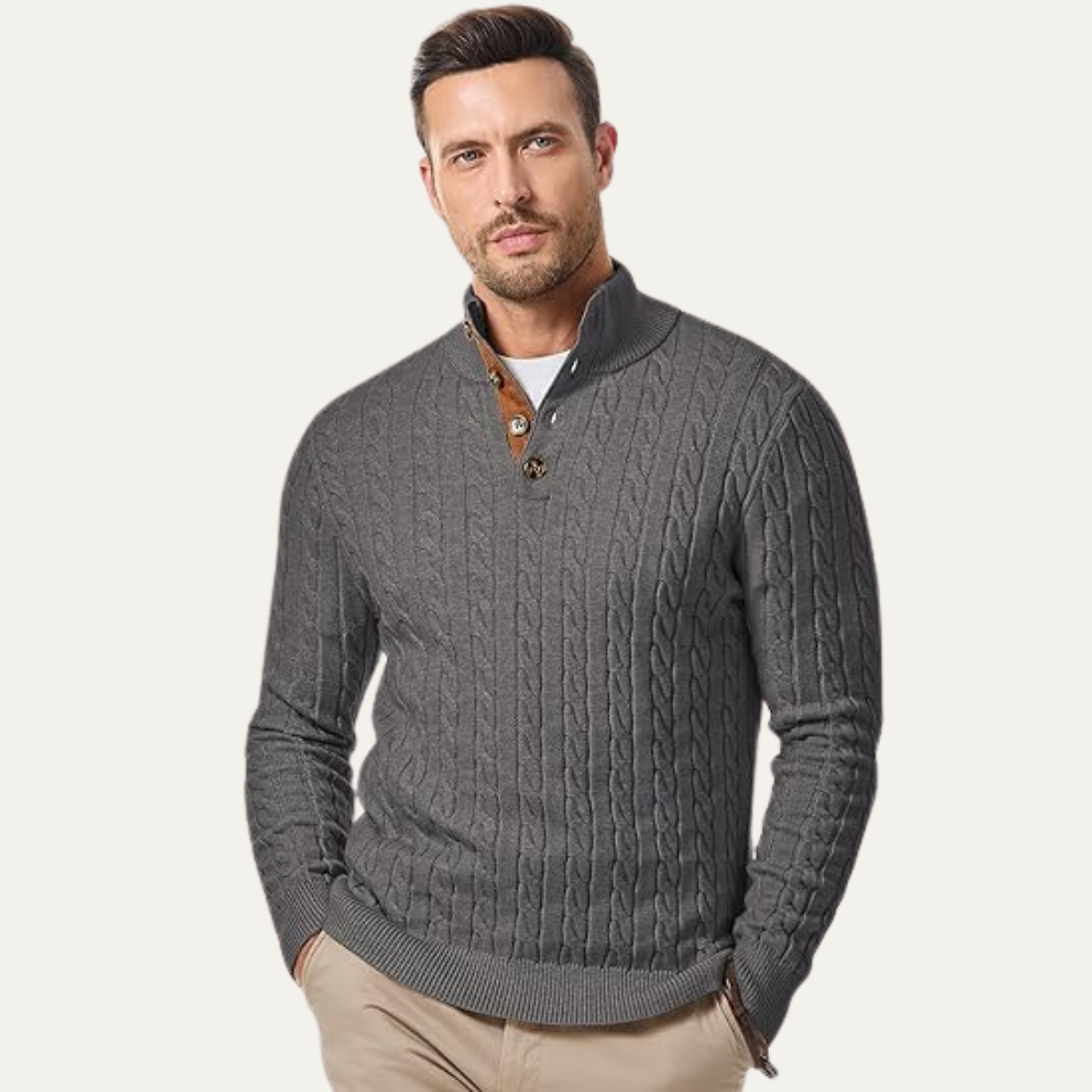 Classic Men's Cable Crew Neck Sweater