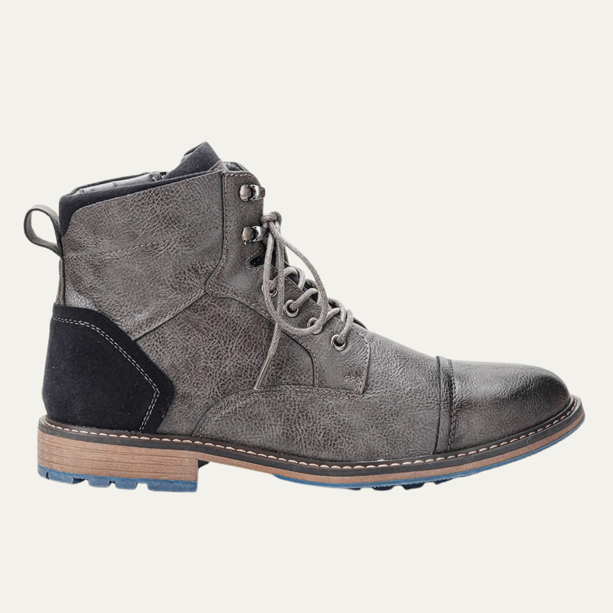 Brown Leather Mens Ankle Boots Lace Up Style