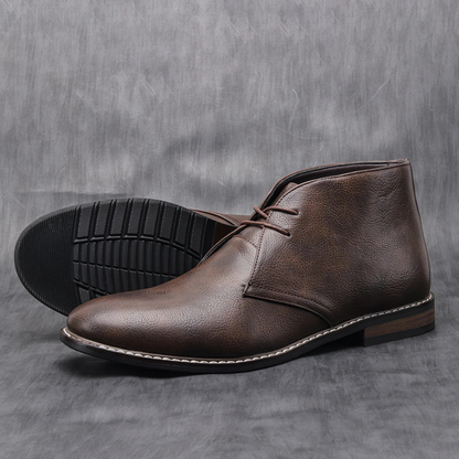 Rustic Men's Classic Brown Leather Ankle Boots