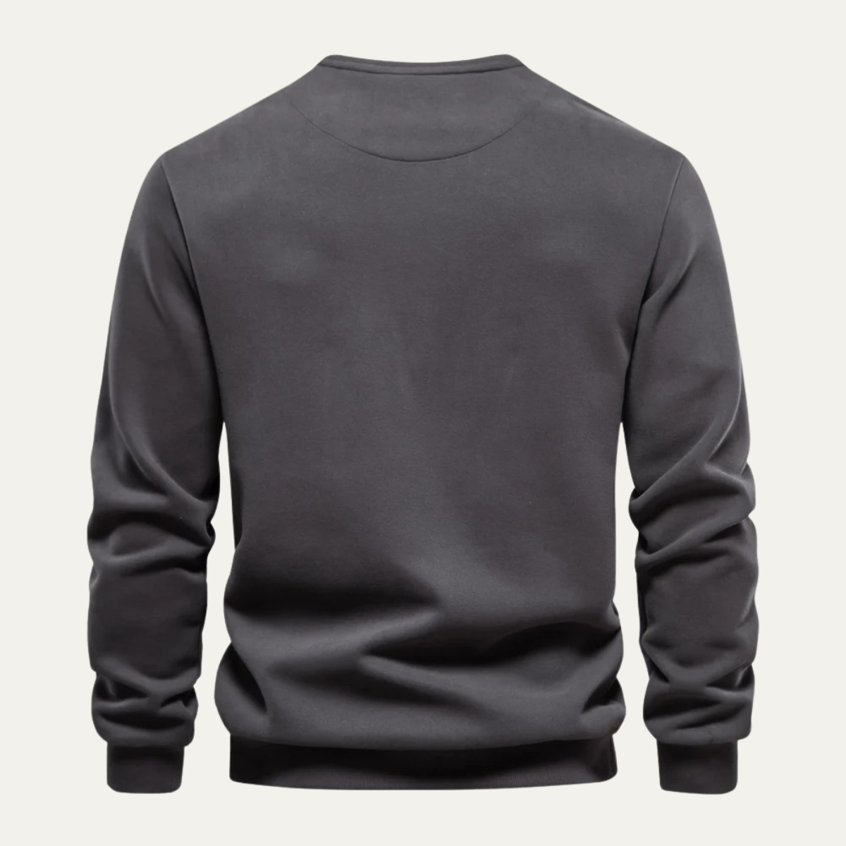 Relaxed Fit Men's Crew Neck Sweater with Pocket