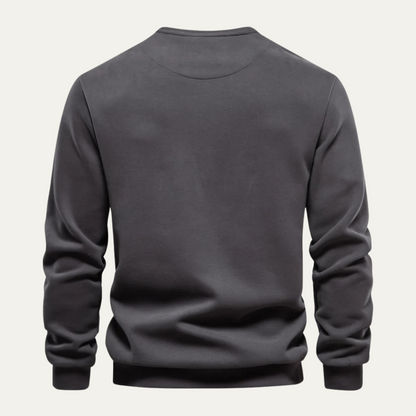 Relaxed Fit Men's Crew Neck Sweater with Pocket