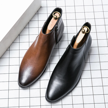 Elegant Men's Leather Ankle Dress Boots