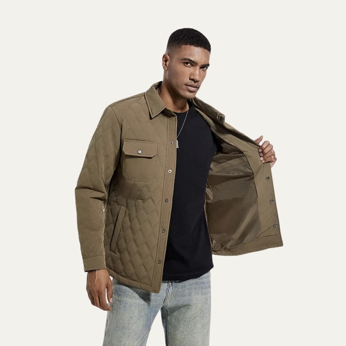 Comfortable Mens Quilted Lightweight Padded Jacket