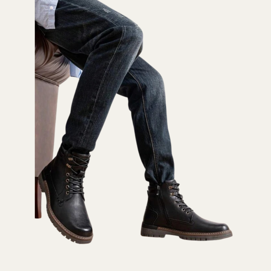 Tough Tactical Lace Up Ankle Boots with Rubber Sole