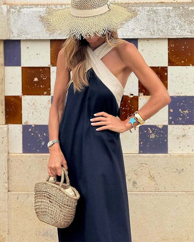 Stunning Long Cross Neck Evening Gown for Women