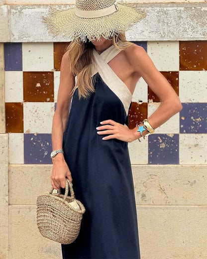 Stunning Long Cross Neck Evening Gown for Women