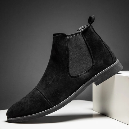 Luxury Suede Mens Chelsea Ankle Boots with Elastic Sides