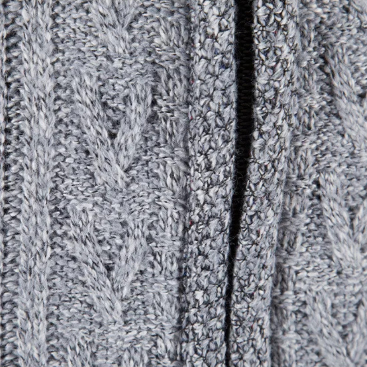 Men's Textured Cable Knit Zip Up Sweater
