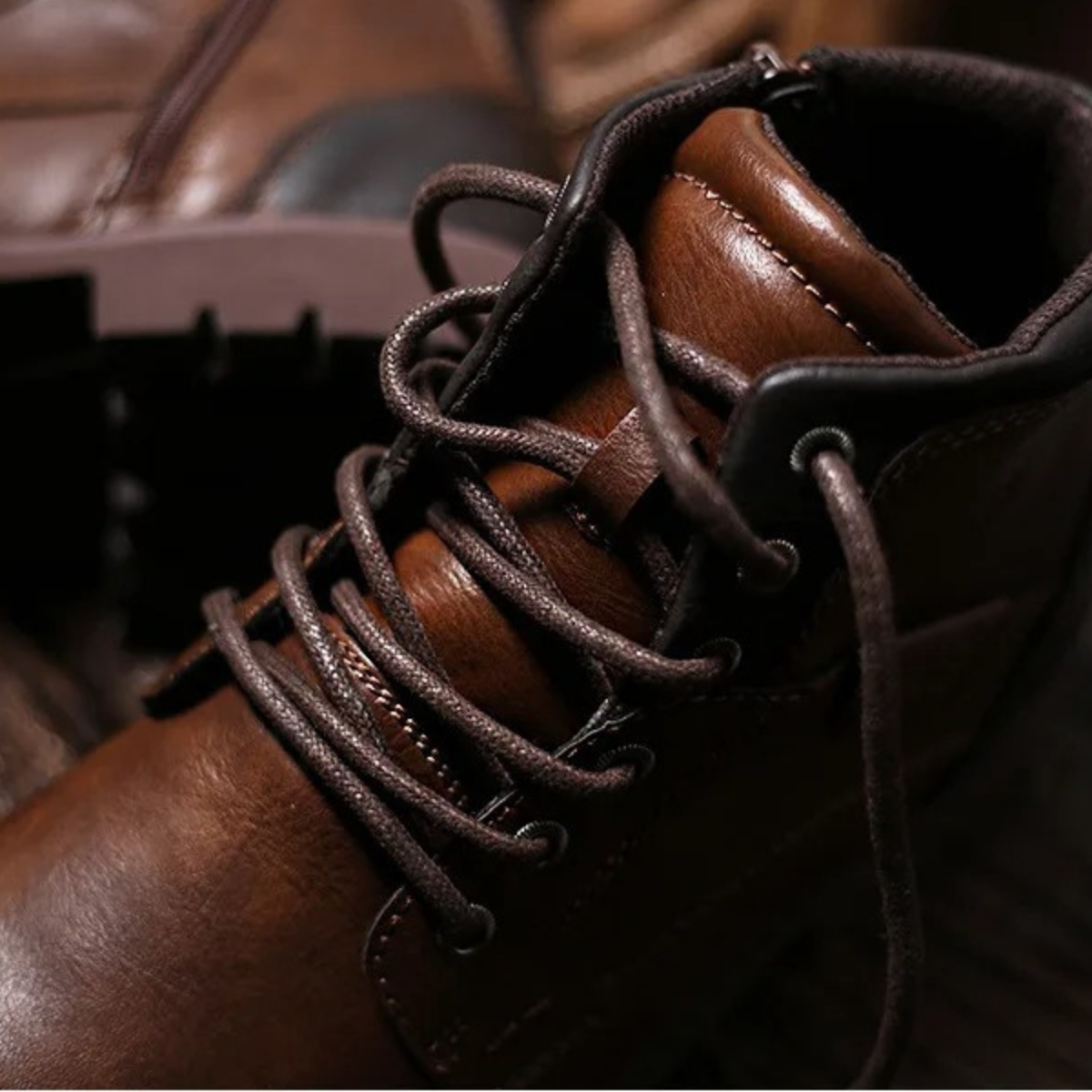 Brown Leather Ankle Boots for Men