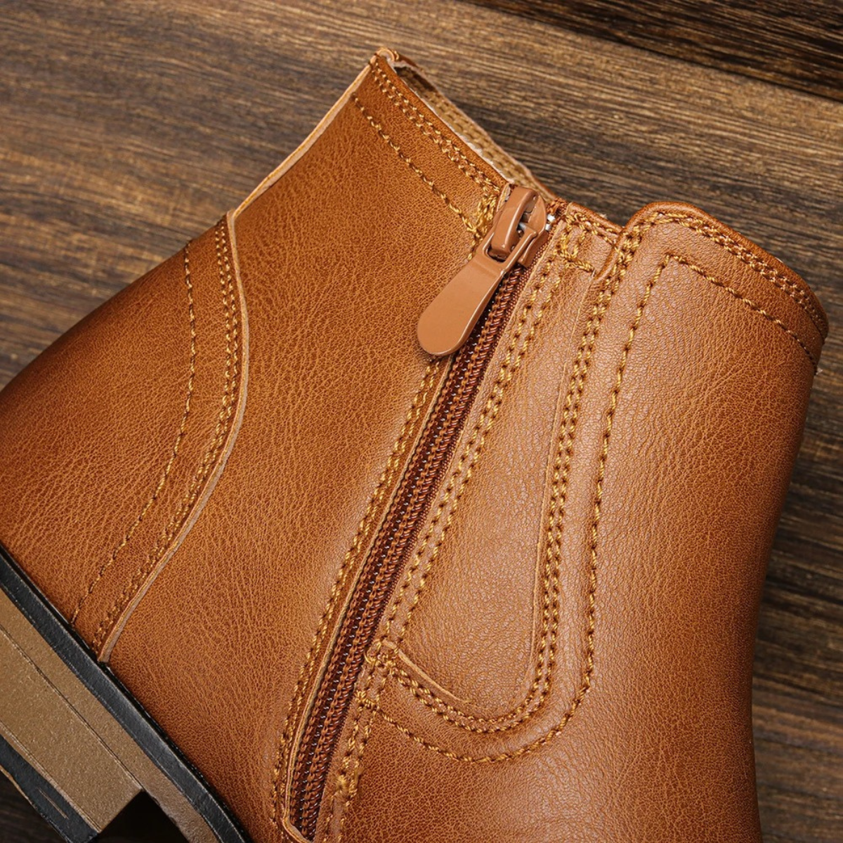 Stylish Men's Leather Zip Up Ankle Boots