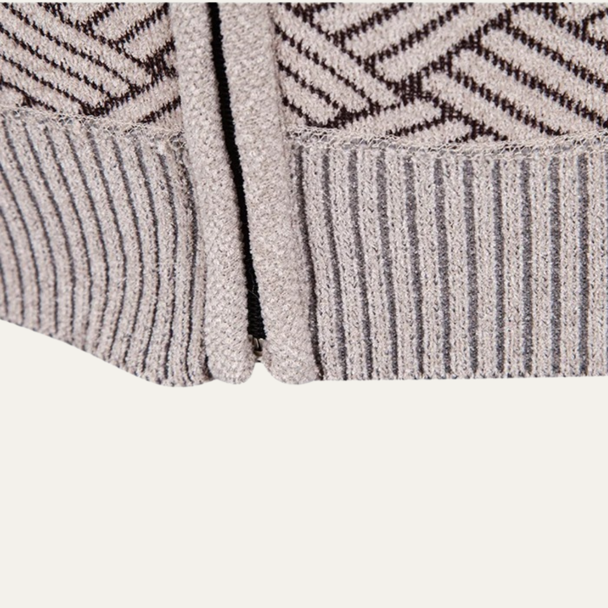 Men's Classic Knit Pattern Jacket with Stand Collar