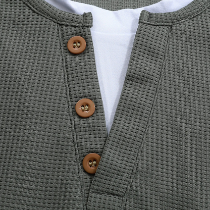 Relaxed Fit Men's Waffle Knit Casual Shirt