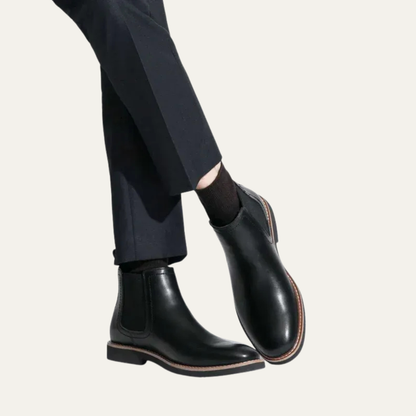 Men's Black Leather Chelsea Ankle Boot
